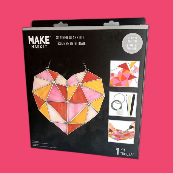 Make Market Stained Glass Kit DIY Pre-Cut Glass Heart Design - Picture 1 of 3